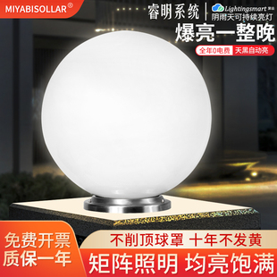 矩阵照明太阳能围墙圆球形柱头灯别墅庭院门柱灯户外防水大门柱顶