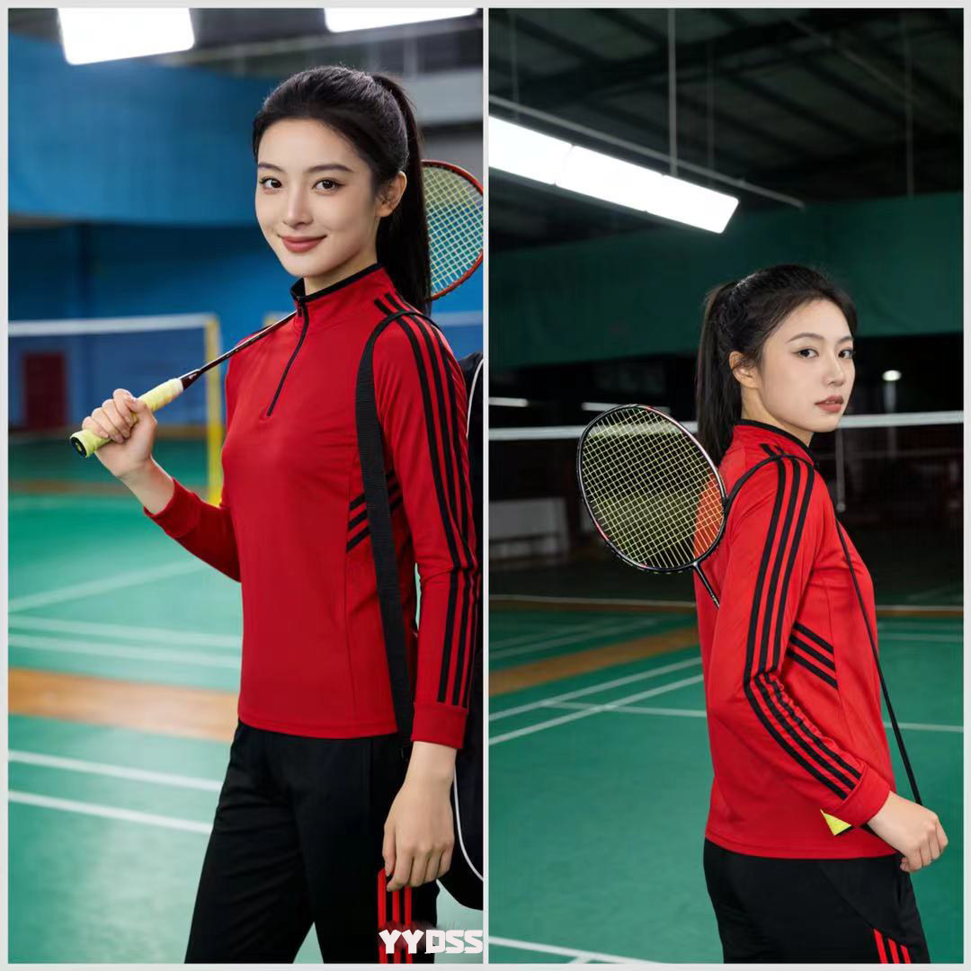 长袖羽毛球服立领半拉链速干文化衫男女情侣亲子套装运动长裤定制