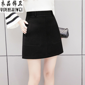 a字裙女春季 厚款 防走光短裙高腰裙包臀半身裙半腰裙半裙冬裙春秋