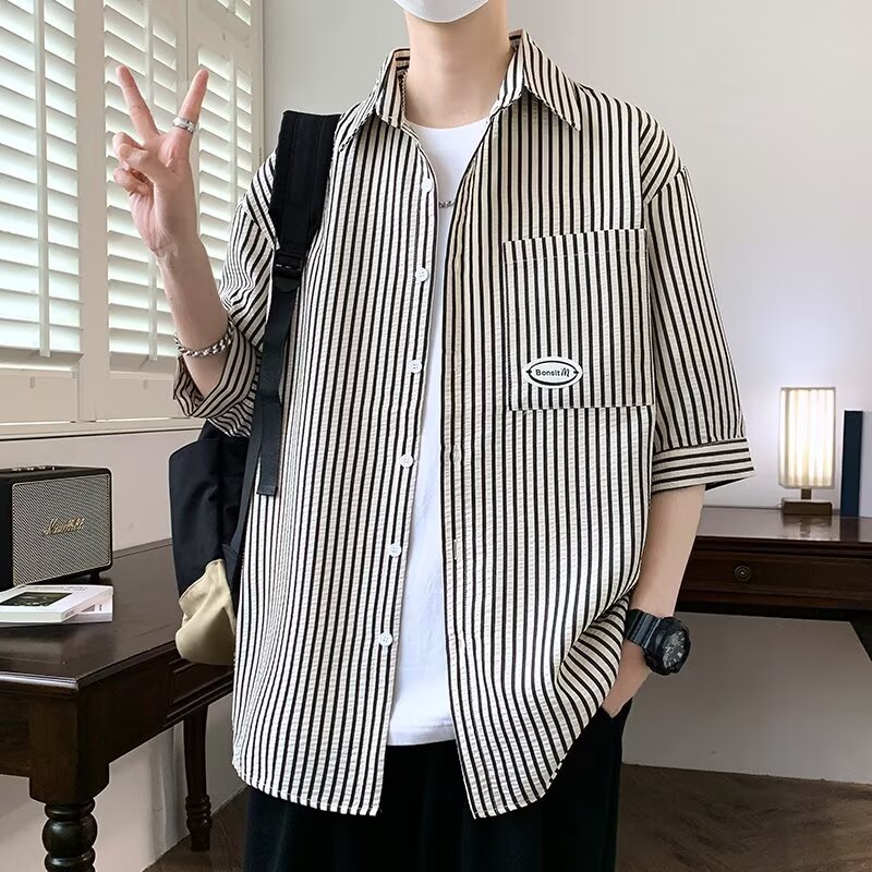 特大码300斤条纹衬衫男士短袖
