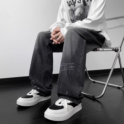 特大码300斤美式高街复古牛仔裤