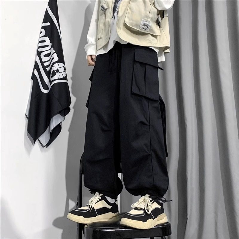 特大码300斤工装裤子男春秋日系Cityboy美式高街宽松束脚休闲裤子