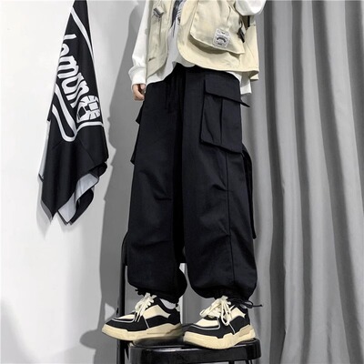 特大码300斤工装裤子男春秋日系Cityboy美式高街宽松束脚休闲裤子