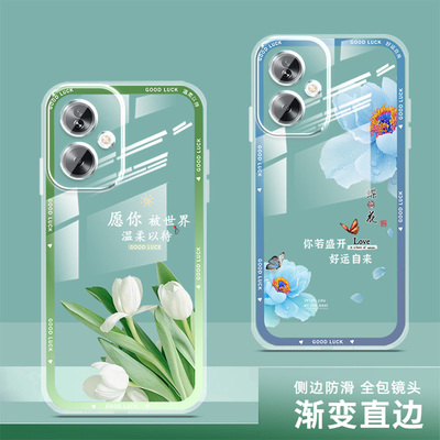 oppoa2手机壳透明女新款全包oppo a2保护套a2pro软壳网红a2m硅胶薄防摔直边中国风卡通高级感文字时尚