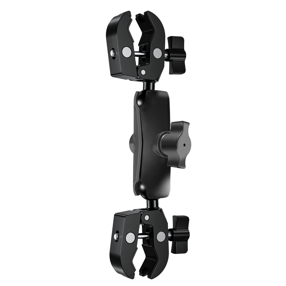 gopro运动相机摄影钳铝合金双头大力夹摩托车手电筒雨伞拓展支架