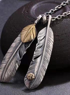 太角链套链绿松石羽毛项链