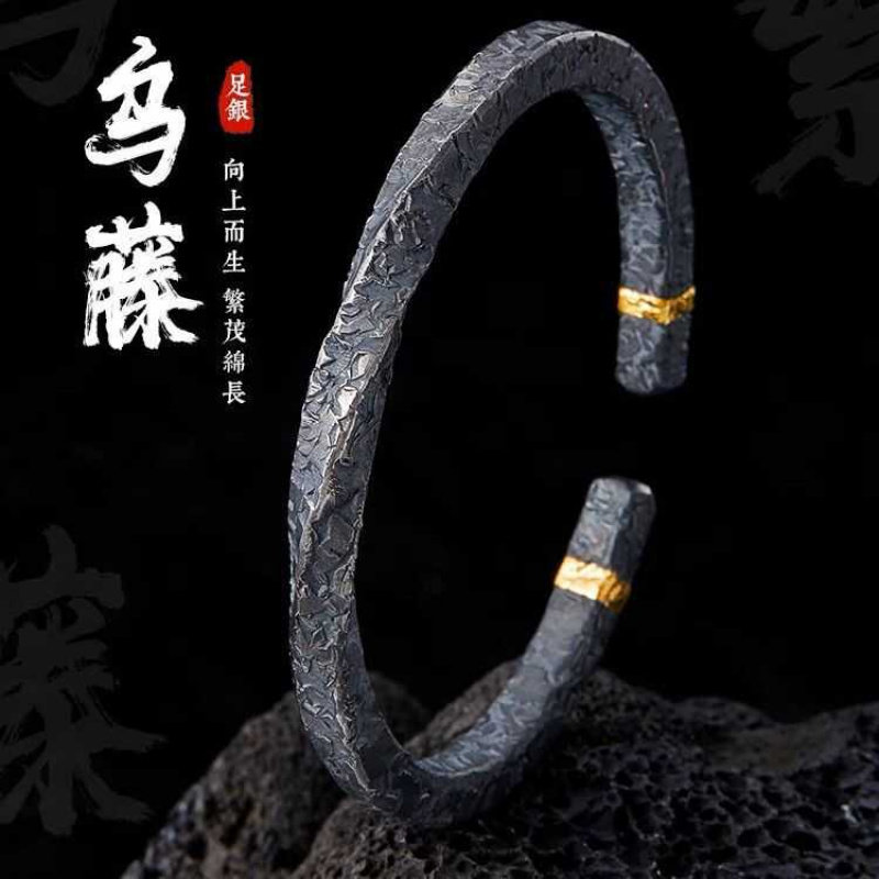 复古金乌藤手镯小众高级感男士原创设计错纯手工镯