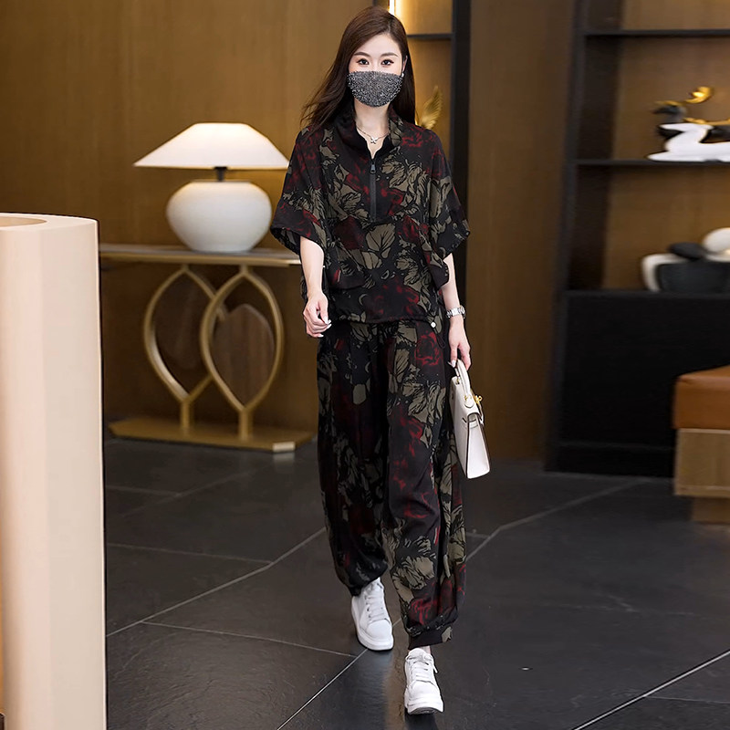 实拍2025夏装新款时尚洋气显瘦遮肉胖妹妹两件套气质大码女装套装
