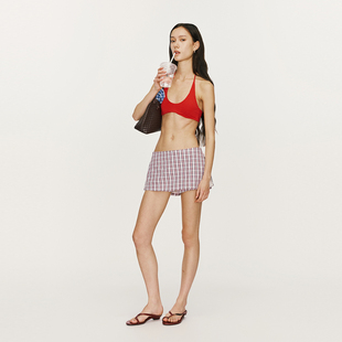 antceee 夏日新品 拼接撞色休闲运动A型假两件衬衣双开折裤裙