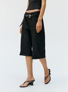 antceee 设计感卡普里裤仿牛仔柔软飘逸7分裤中腰西裤capri pants