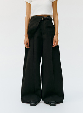 antceee 可拆单肩背带大折设计感阔腿裤 宽松廓型堆叠感休闲长裤