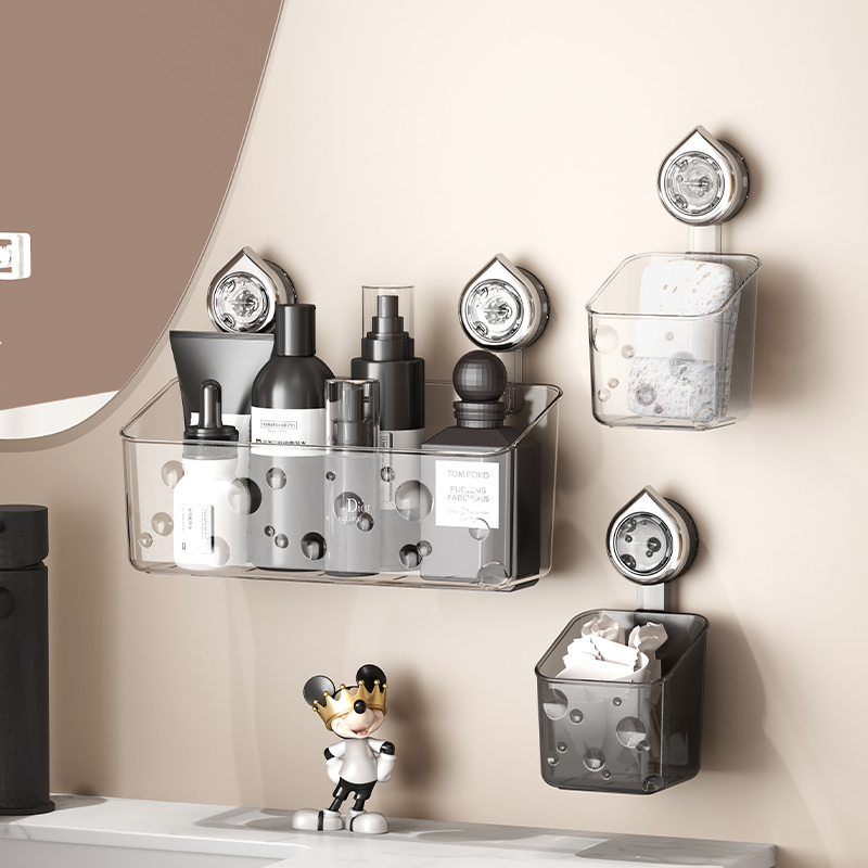 吸盘收纳盒浴室卫生间厨房多功能免钉免打孔无痕壁挂式墙上置物架