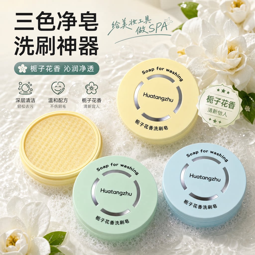 【只做栀子香】清洁皂剂化妆刷粉扑美妆蛋神器便携不脏手洗刷皂A5