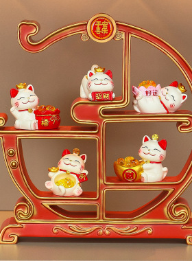 卡通喜旺招财猫开业乔迁新居礼品创意可爱招财猫玄关客厅家居摆件