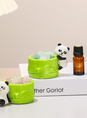 卡通陶瓷熊猫水晶扩香石香薰家居客厅茶几桌面摆件萌趣创意装饰品