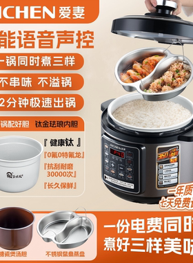 AICHEN/爱妻 C款6L语音按键两用智能多功能鸳鸯蒸盘电高压锅