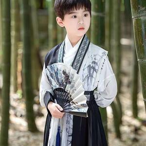 男童汉服国风国学古风中国古装唐装男孩少爷公子帅气演出服长袖