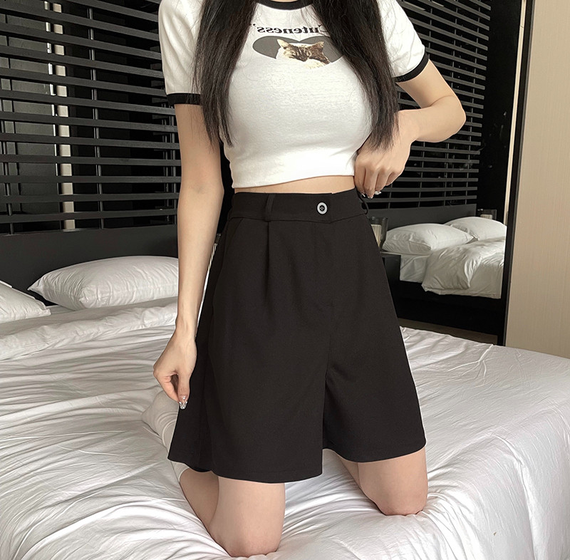 지방 MM 초대형 사이즈 200파운드 캐주얼 정장 반바지 여성 여름 드레이프 하이 엔드 루즈 스트레이트 와이드 팬츠 2