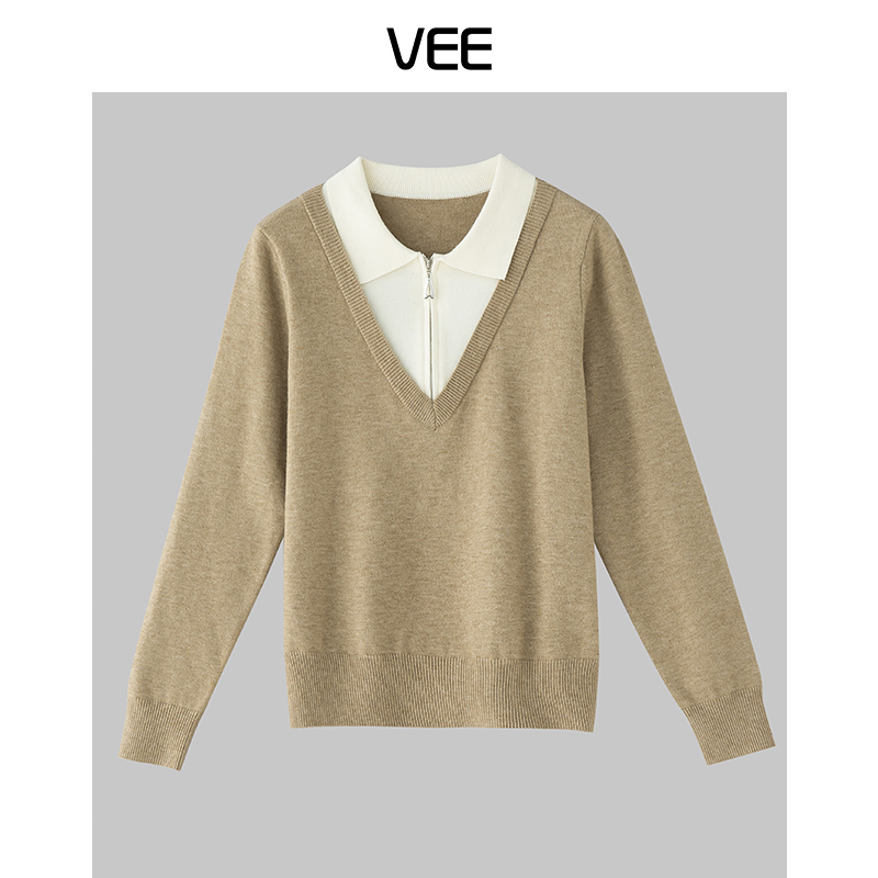 棉套头VEE/唯己时尚翻领