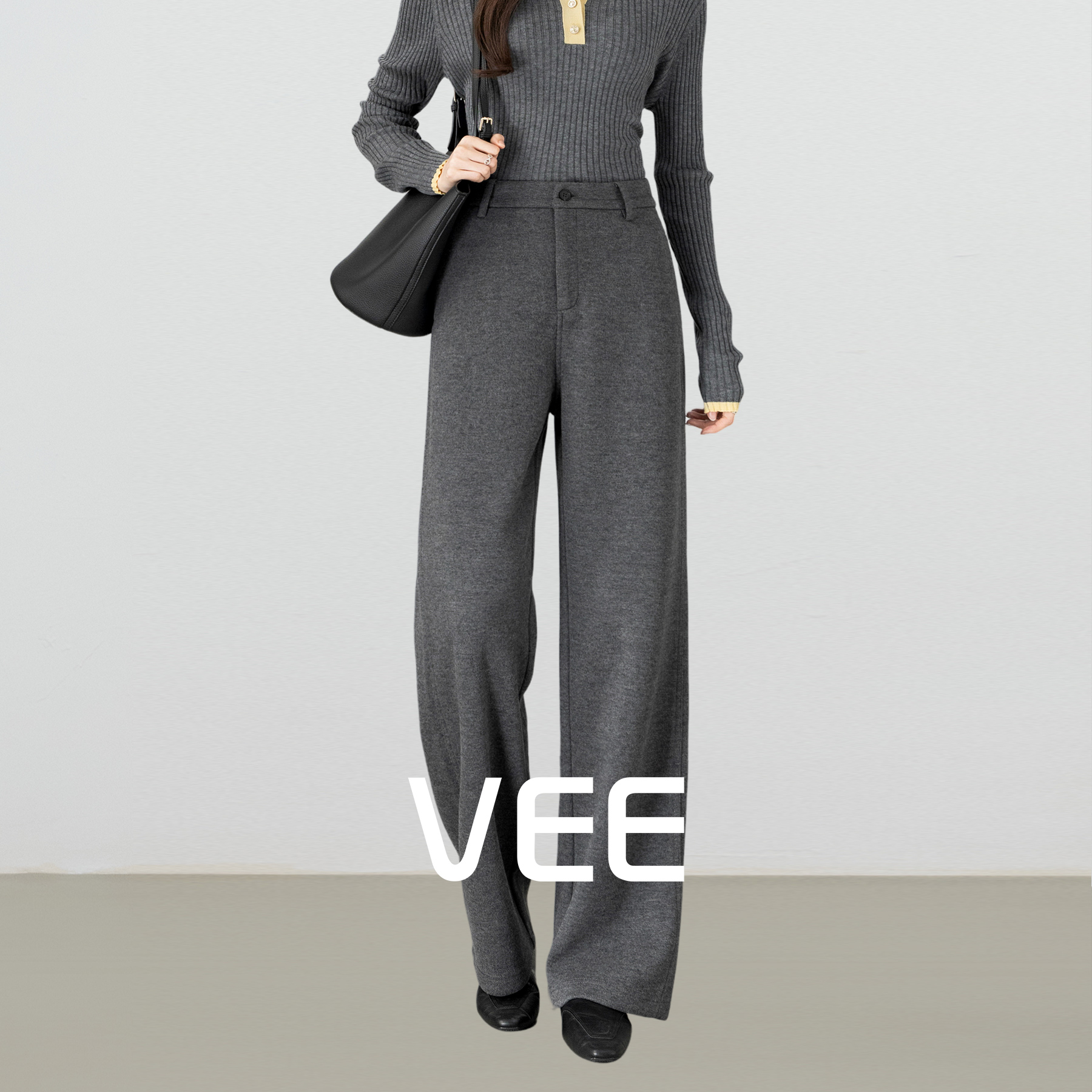 VEE羊毛复合毛呢休闲长裤