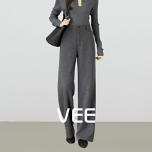 VEE【街角漫步】羊毛复合毛呢厚款裤子女冬季新款直筒长裤休闲裤