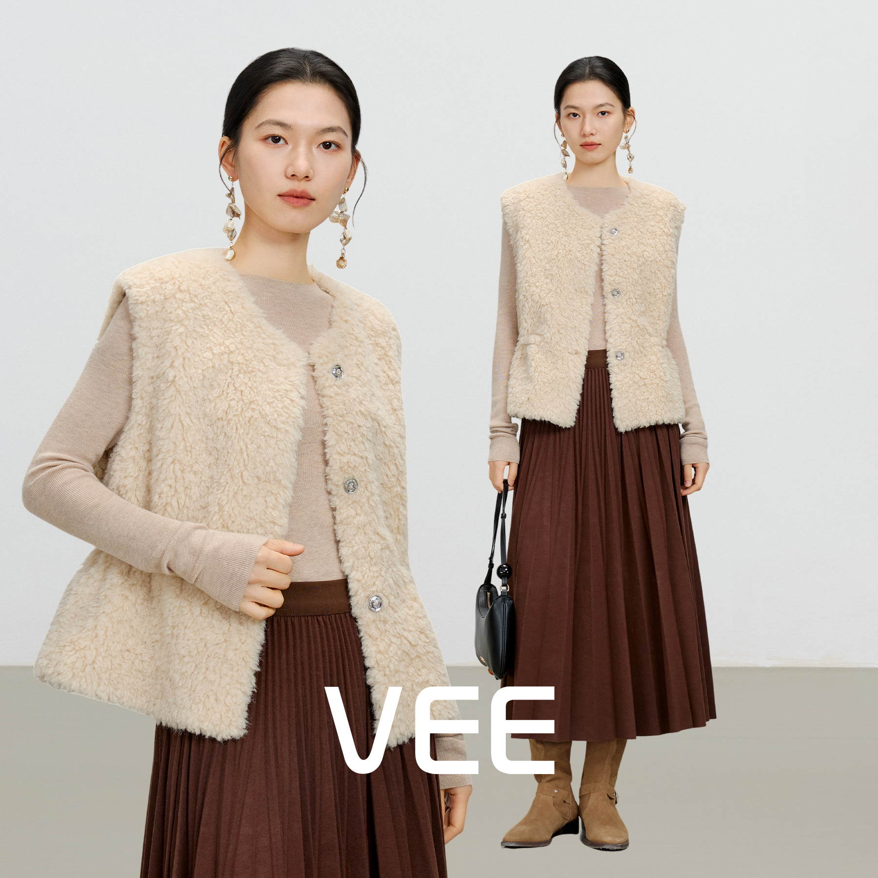 羊羔毛马甲女款2025新款冬