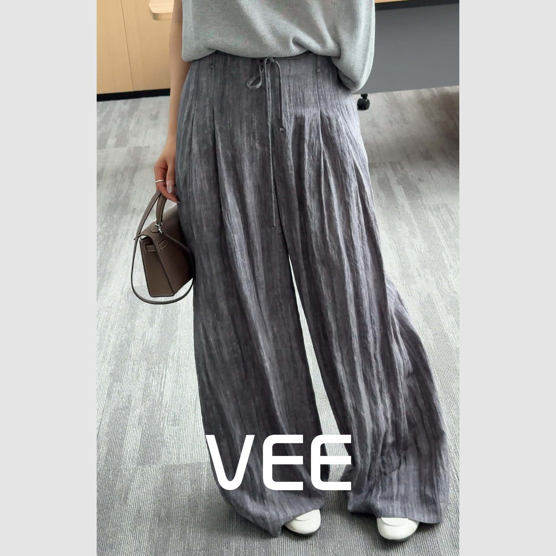 VEE【森林裤】夏季天丝亚麻混纺休闲裤子女2026新款垂感阔腿长裤