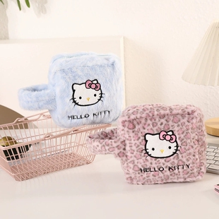 可爱kt毛绒化妆包学生百搭猫咪零钱包女粉色便携拍立得收纳包