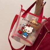 hellokitty网纱手提袋便当包便携大容量百搭手拎斜挎包游泳收纳包