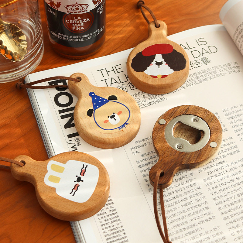 开瓶器冰箱贴磁吸可爱卡通实木启瓶器创意冰箱装饰摆件啤酒瓶起子,家居饰品,冰箱贴,淘宝优惠券,粉丝福利购,淘宝优惠卷