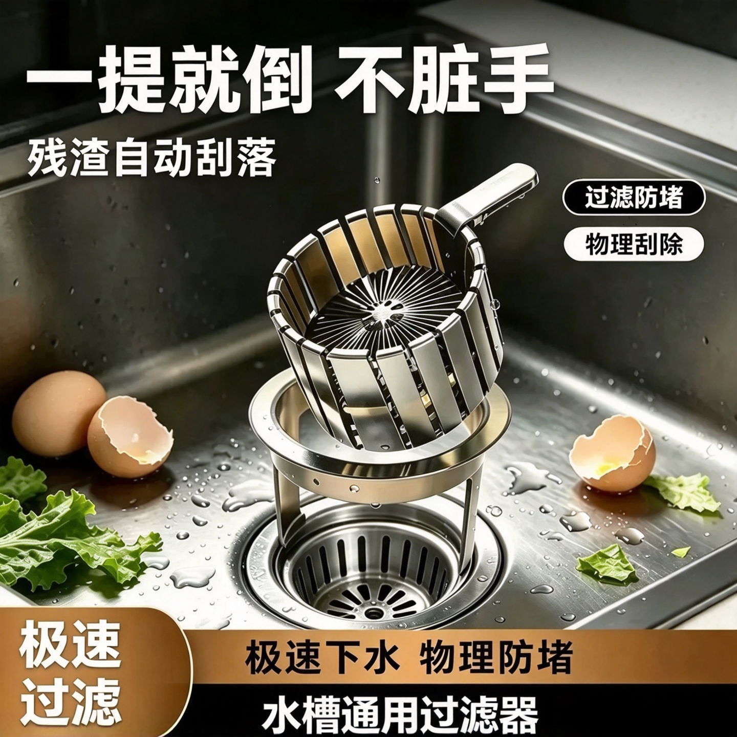 厨房水槽过滤器洗菜盆隔渣器家用洗碗池清洁过滤漏斗下水防堵神器