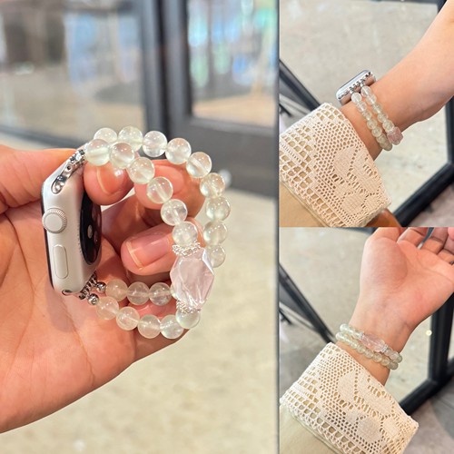 天然葡萄石水晶串珠表带适用ApplewatchS11苹果高级watchs10表带9