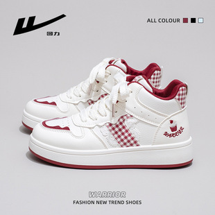 回力韩版多巴胺厚底鞋红色高帮时尚板鞋秋季新款百搭元气女鞋批发