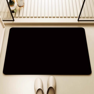 黑色浴室地垫卫浴矽藻泥吸水脚垫纯色化妆室速干 干垫厕所门口防