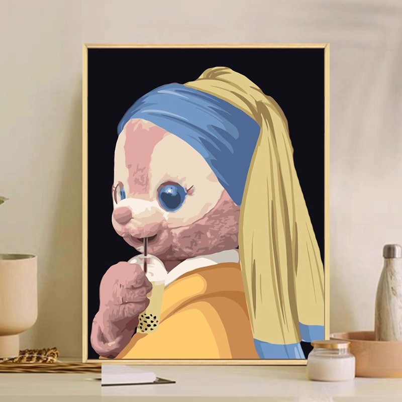 女明星玲娜贝儿名画人物成品装饰画仿油画小众高级卧室客厅摆挂画