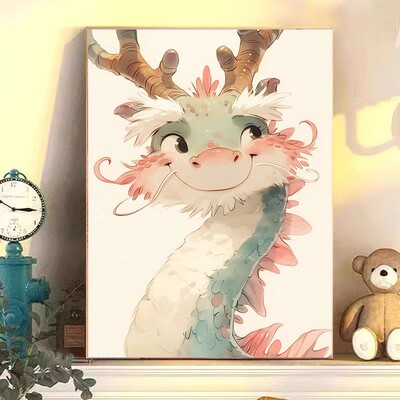十二生肖装饰画卡通趣味可爱治愈系小动物神龙萌宠客厅卧室挂摆画