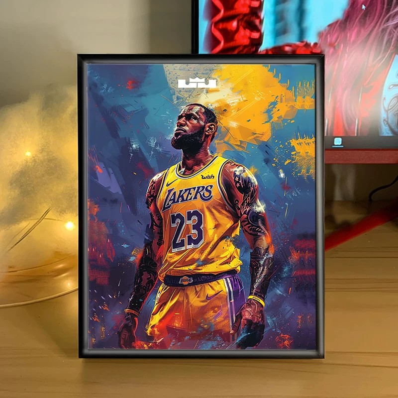 詹姆斯周边装饰画纪念NBA篮球星海报照片男孩生日礼物卧室摆挂画
