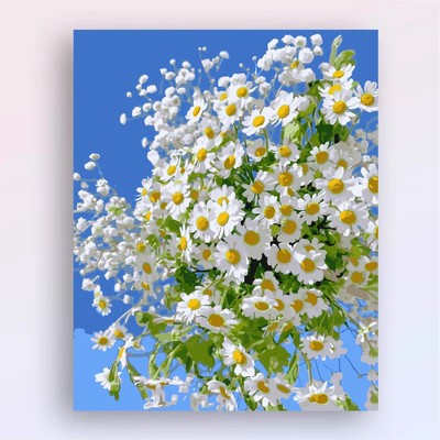 向日哭花卉郁金香装饰画雏菊风景油画风治愈唯美成品卧室客厅挂画