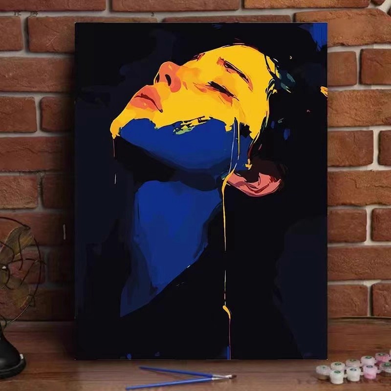 成品艺术感人物装饰画小众高级设计师简约仿油画风卧室客厅摆挂画图片