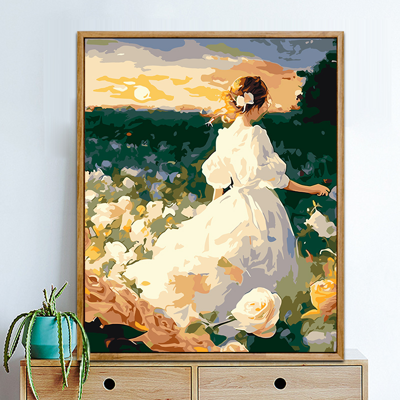 风景装饰画成品唯美花卉人物仿油画高清喷印客厅卧室餐厅高级挂画图片