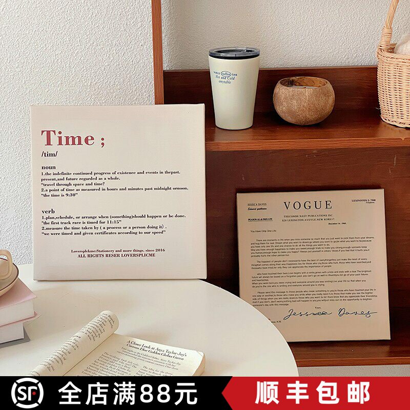 北欧装饰画极简英文ins复古抽象人物线条方形高级感客餐厅摆挂画