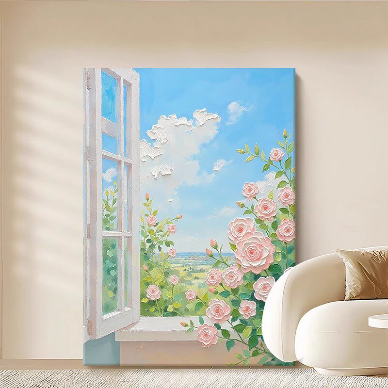 宫崎骏治愈系装饰画成品仿油画风景小清新唯美花卉卧室客厅摆挂画