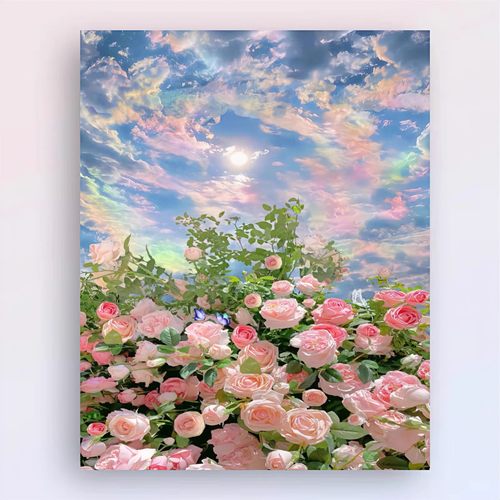 油画风客厅装饰画山茶花卉田园北欧复古艺术小众治愈系唯美成品画