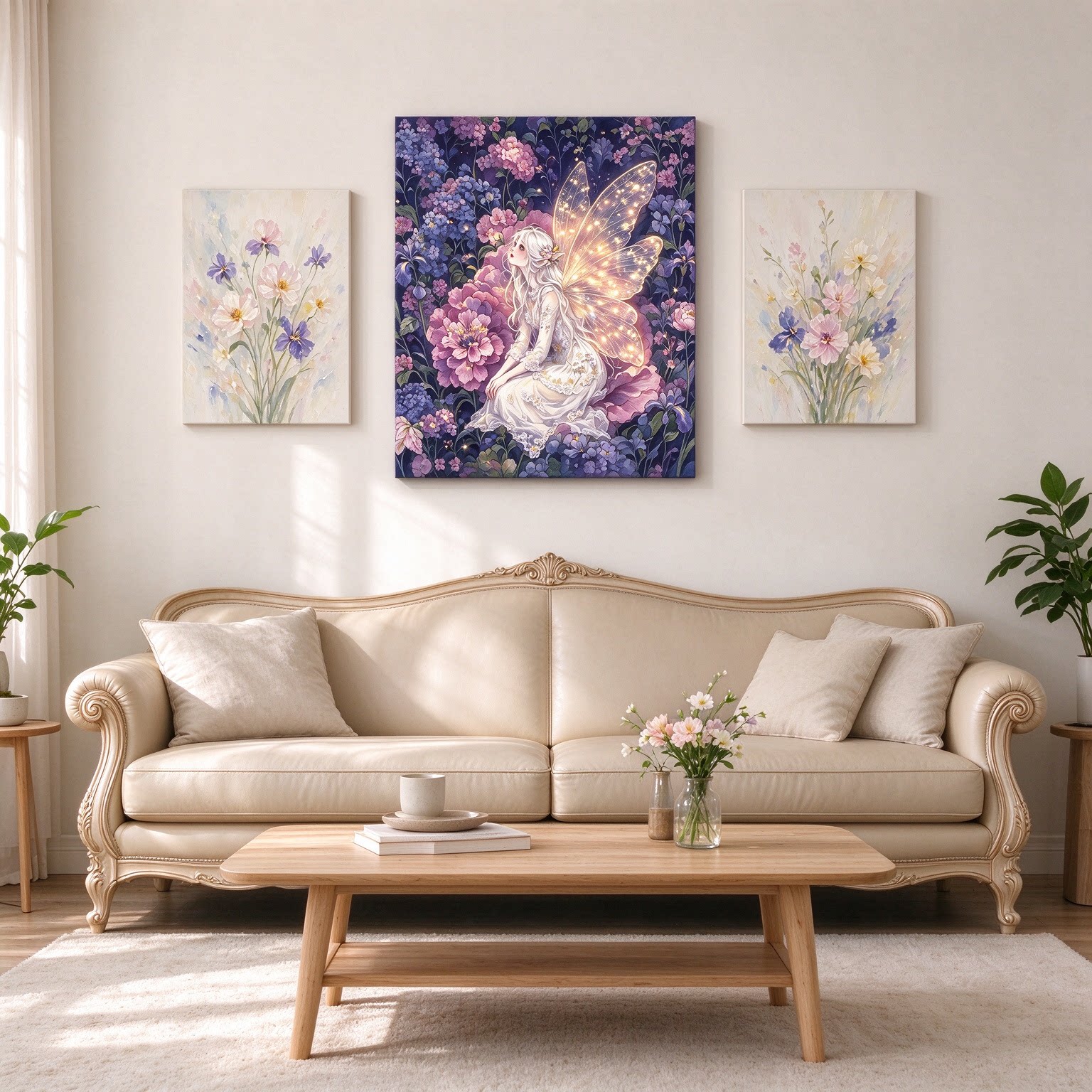 欧式童话唯美花仙子装饰画仿油画高级梦幻治愈花卉卧室客厅摆挂画
