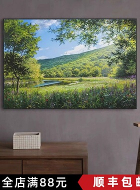 俄罗斯名画维克托树木装饰画仿油画风景横版高级感卧室客厅摆挂画