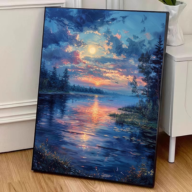 落日晚霞唯美数字油画2025新款地狱级难度送朋友治愈系装饰画diy