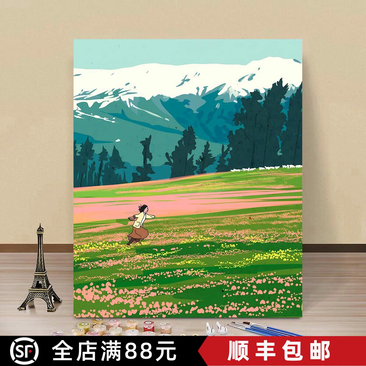 爆款北疆阿勒泰治愈装饰画成品仿油画风景草原唯美卧室客厅摆挂画