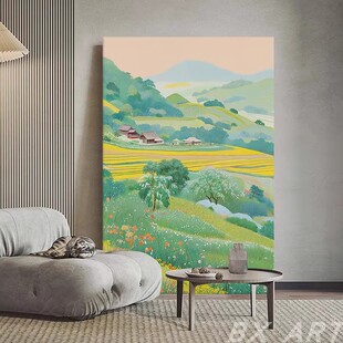 小清新乡村田园自然风景装 饰画成品仿油画唯美玄关卧室客厅摆挂画