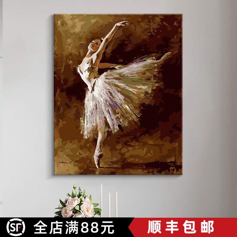 芭蕾舞欧式人物装饰画仿油画复古小众高级感成品卧室客厅餐厅挂画