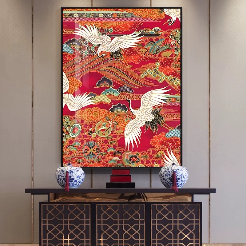 国风复古装饰画新中式水墨仿油画风景唯美高级氛围卧室客厅摆挂画